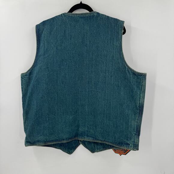 NWT Milwaukee Leather DM1310 Men's Blue Denim Classic Snap Front Biker Vest - Picture 3 of 9